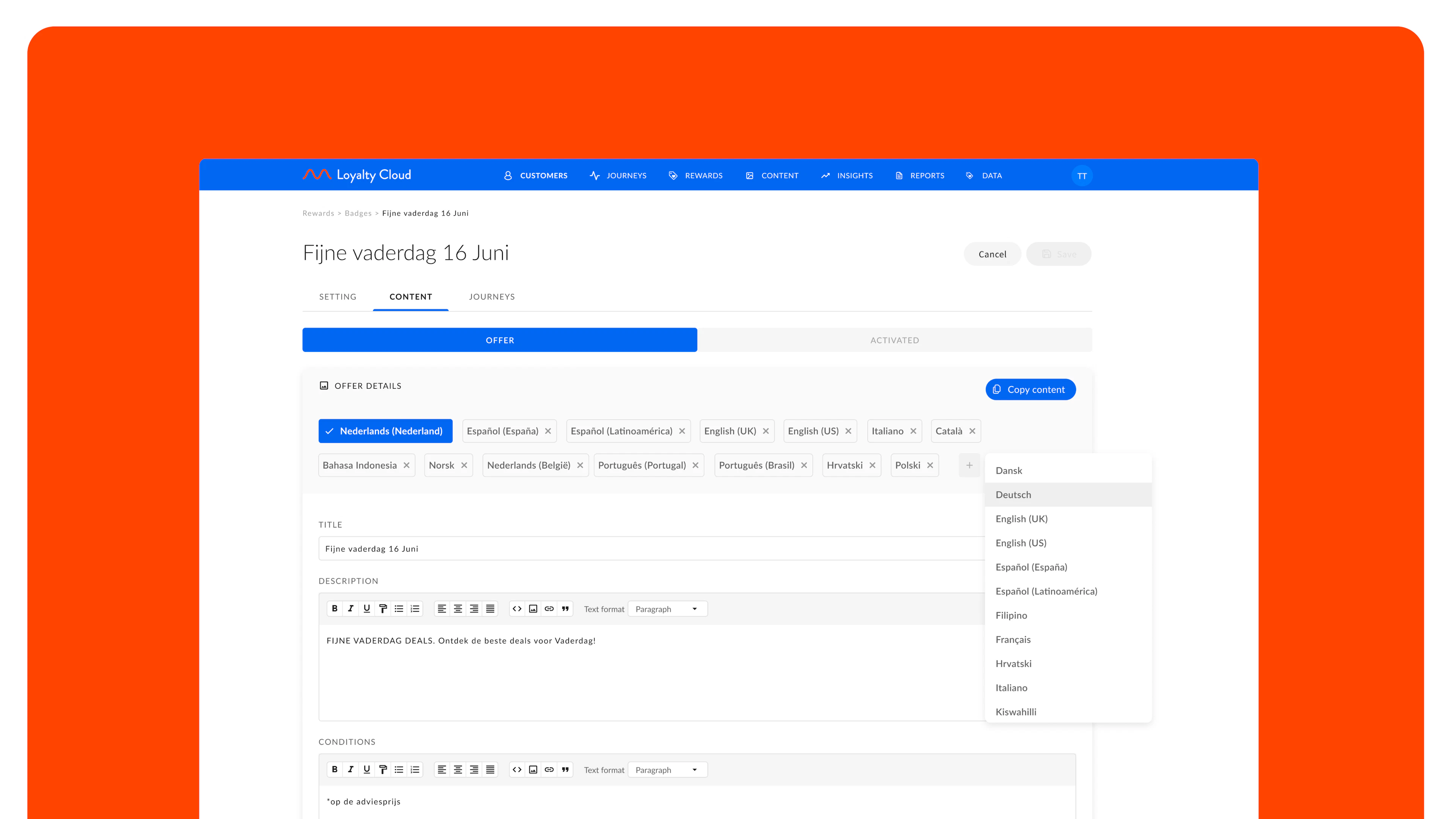screenshot of m-wise Loyalty Cloud